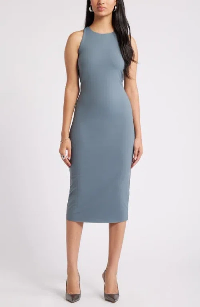 Open Edit Smooth Edit Sleeveless Body-con Midi Dress In Blue Weather