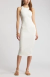Open Edit Smooth Edit Sleeveless Body-con Midi Dress In Ivory Cloud