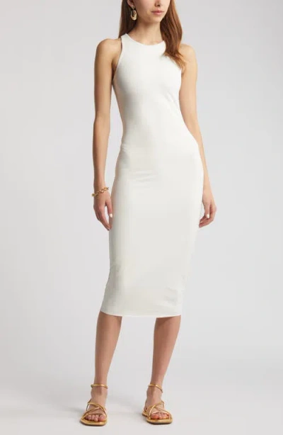 Open Edit Smooth Edit Sleeveless Body-con Midi Dress In Ivory Cloud