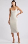 Open Edit Smooth Edit Strappy Midi Slipdress In Beige Pumice