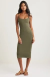 Open Edit Smooth Edit Strappy Midi Slipdress In Olive Sarma