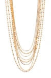 Open Edit Snake And Ball Chain Layered Necklace In Gold