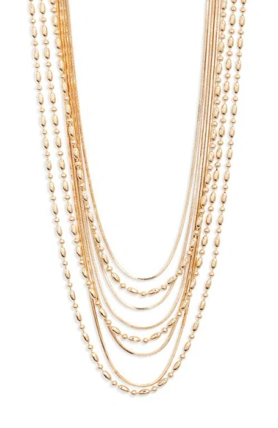 Open Edit Snake And Ball Chain Layered Necklace In Gold