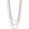 Open Edit Snake And Ball Chain Layered Necklace In Rhodium