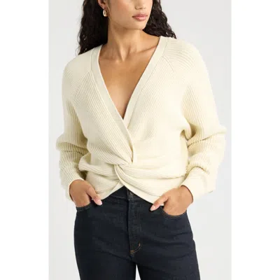 Open Edit Softluxe Twist Reversible Sweater In Ivory Dove