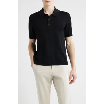 Open Edit Solid Cotton Blend Polo Sweater In Animal Print