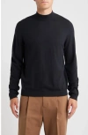 Open Edit Solid Mock Neck Sweater In Black