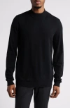 Open Edit Solid Mock Neck Sweater In Black