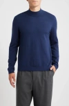 Open Edit Solid Mock Neck Sweater In Blue