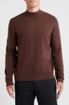 Open Edit Solid Mock Neck Sweater In Brown