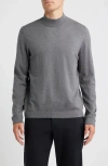 Open Edit Solid Mock Neck Sweater In Gray