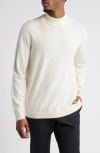 Open Edit Solid Mock Neck Sweater In Ivory Egret