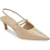 Open Edit Sophia Pointed Toe Slingback Pump In Beige Sand Patent