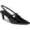 Open Edit Sophia Pointed Toe Slingback Pump In Black Patent