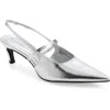 Open Edit Sophia Pointed Toe Slingback Pump In Silver Metallic