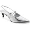 Open Edit Sophia Pointed Toe Slingback Pump In Silver Metallic