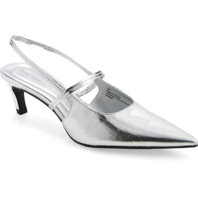 Open Edit Sophia Pointed Toe Slingback Pump In Silver Metallic