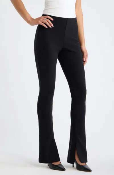 Open Edit Split Hem Knit Pants In Black