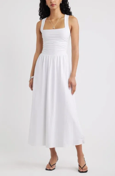 Open Edit Square Neck Maxi Dress In White