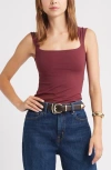 Open Edit Square Neck Tank In Burgundy