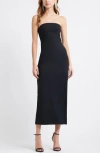 Open Edit Strapless Dress In Black