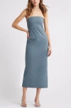 Open Edit Strapless Dress In Blue Weather