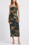 Open Edit Strapless Dress In Multi