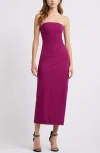 Open Edit Strapless Dress In Purple Magenta