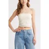 Open Edit Strapless Lace Overlay Crop Top In Ivory