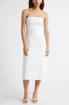 Open Edit Strapless Linen Blend Midi Dress