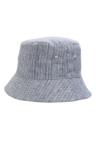 Open Edit Stripe Slub Chambray Bucket Hat In Gray