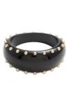 Open Edit Stud Oval Bangle In Black