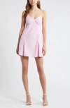 Open Edit Taffeta Pleated Sleeveless Minidress In Pink Pirouette