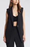 Open Edit Tailored Long Vest In Black