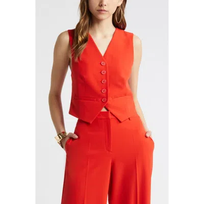 Open Edit Tailored Vest In Red Fiery