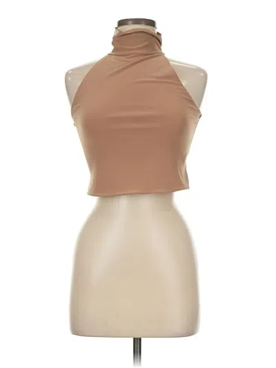 Pre-owned Open Edit Tank Top Tan Halter Neckline Tops In Brown