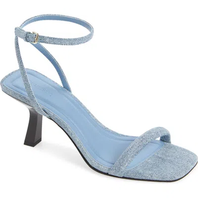 Open Edit Taytum Ankle Strap Sandal In Blue Stonewashed Denim
