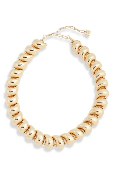 Open Edit Teardrop Beaded Collar Necklace In Gold