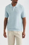 Open Edit Texture Knit Polo Top In Blue