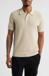 Open Edit Texture Polo Sweater In Beige Birch