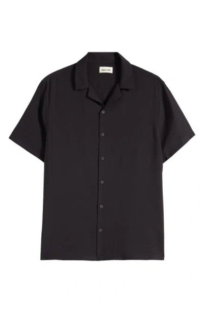 Open Edit Textured Relax Camp Shirt In Black