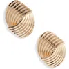 Open Edit Textured Stud Earrings In Gold