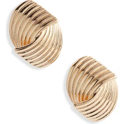 Open Edit Textured Stud Earrings In Gold