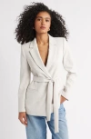 Open Edit Tie Waist Crepe Blazer