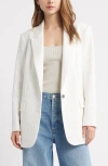 Open Edit The Icon Blazer In Ivory - Grey Celeste Pinstripe
