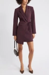 Open Edit The Icon Suiting Wrap Blazer Dress In Burgundy