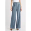 Open Edit Pleated Wide Leg Pants In Blue Weather