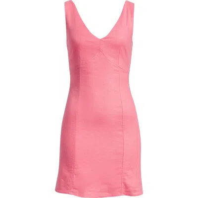 Open Edit Tie Back Cotton Minidress In Pink