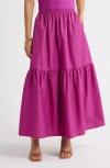 Open Edit Tiered Maxi Skirt In Pink