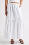 Open Edit Tiered Maxi Skirt In White
